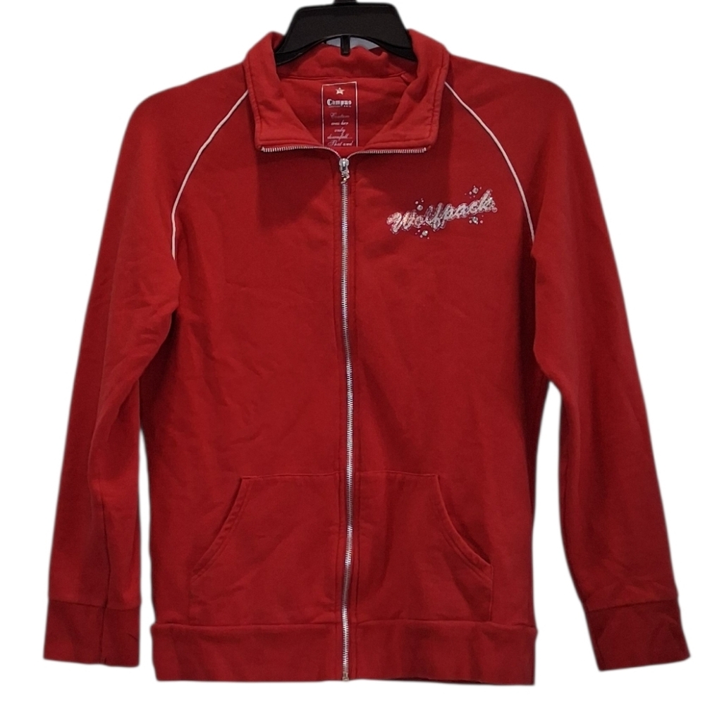 Campus Couture Red Zip-Up Jacket with NC State Wolfpack Logo Size L